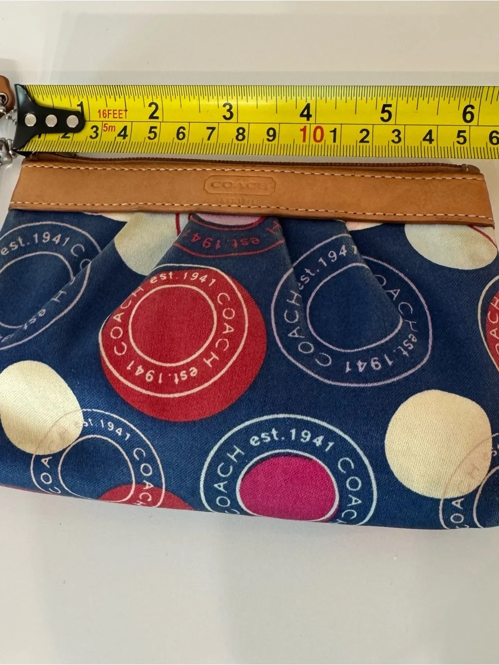 COACH Polka Dot Leah F14667 Red White And Blue Wristlet